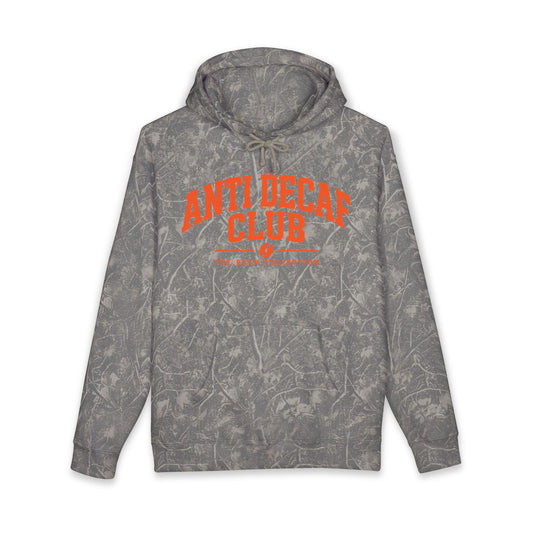 Anti Decaf Club Hoodie — Vintage Camouflage Coffee Lover Pullover