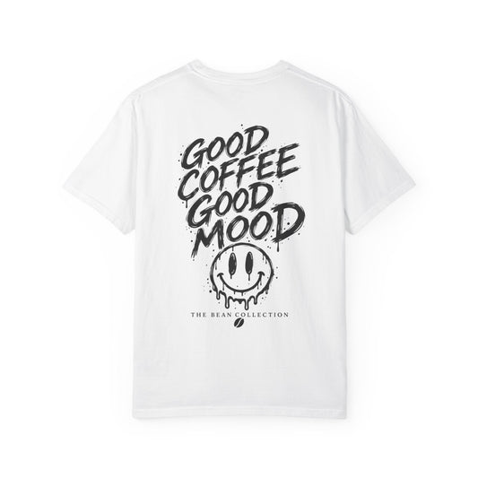 Coffee Mood T-Shirt — "Good Coffee Good Mood" Smiley Tee