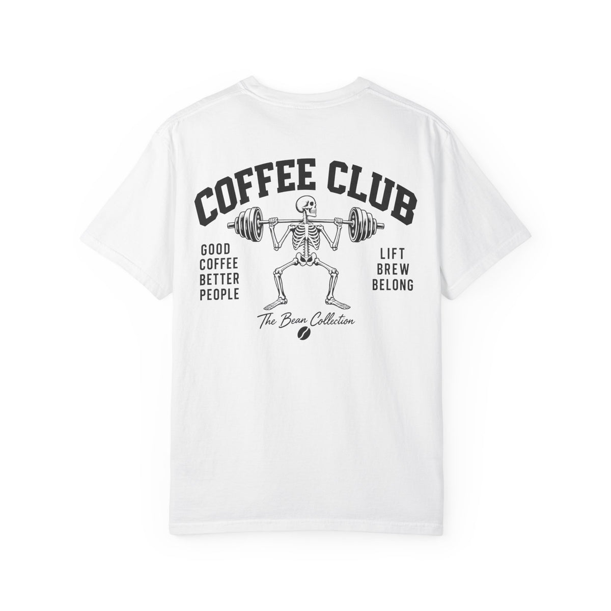 Coffee Club T-Shirt — 'Coffee Club' Skeleton Weightlifter Graphic Tee